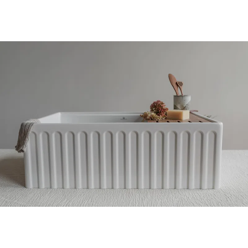 White Fluted Kitchen Sink
