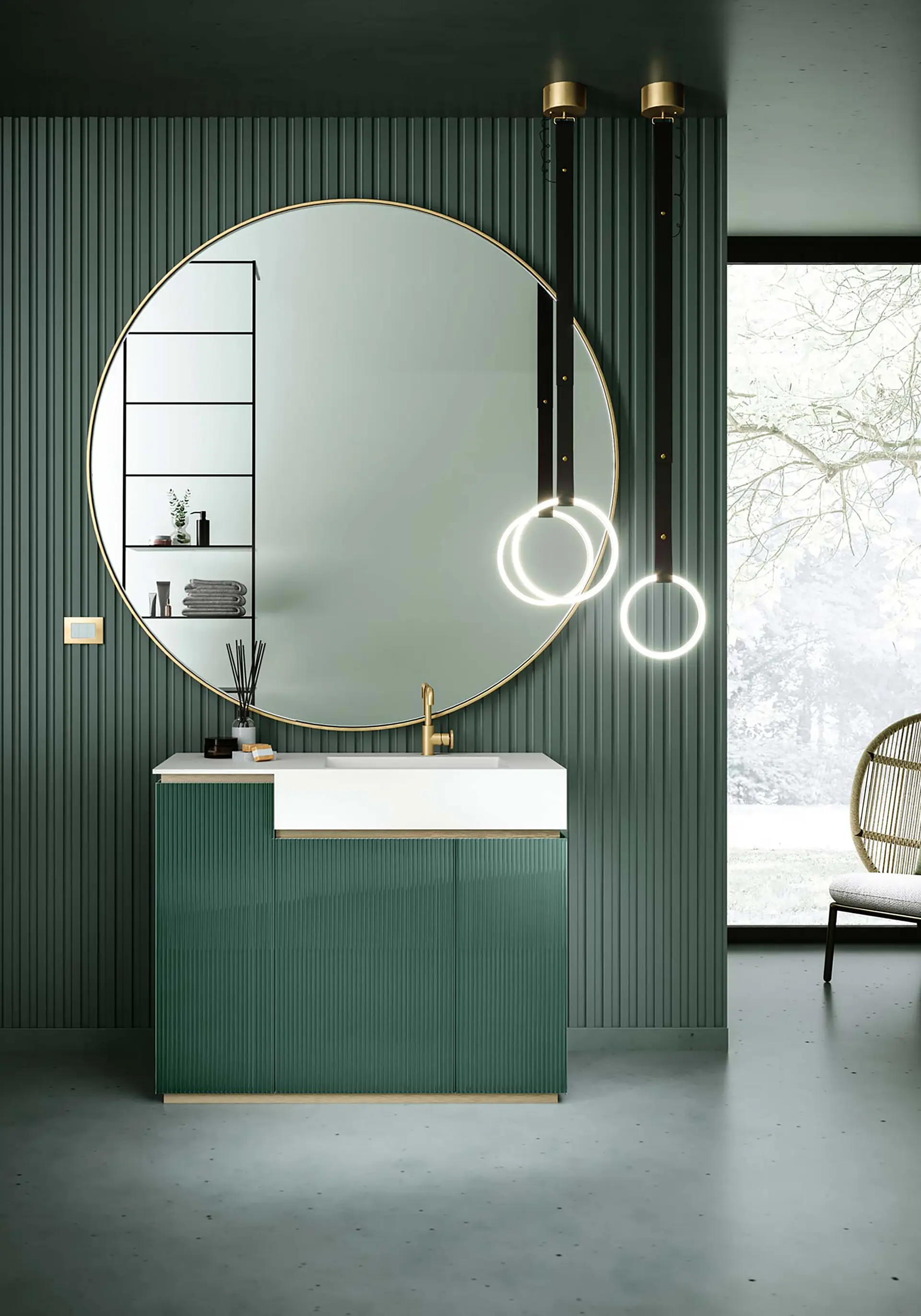 Artelinea Florentine glass bathroom vanity and washbasin.