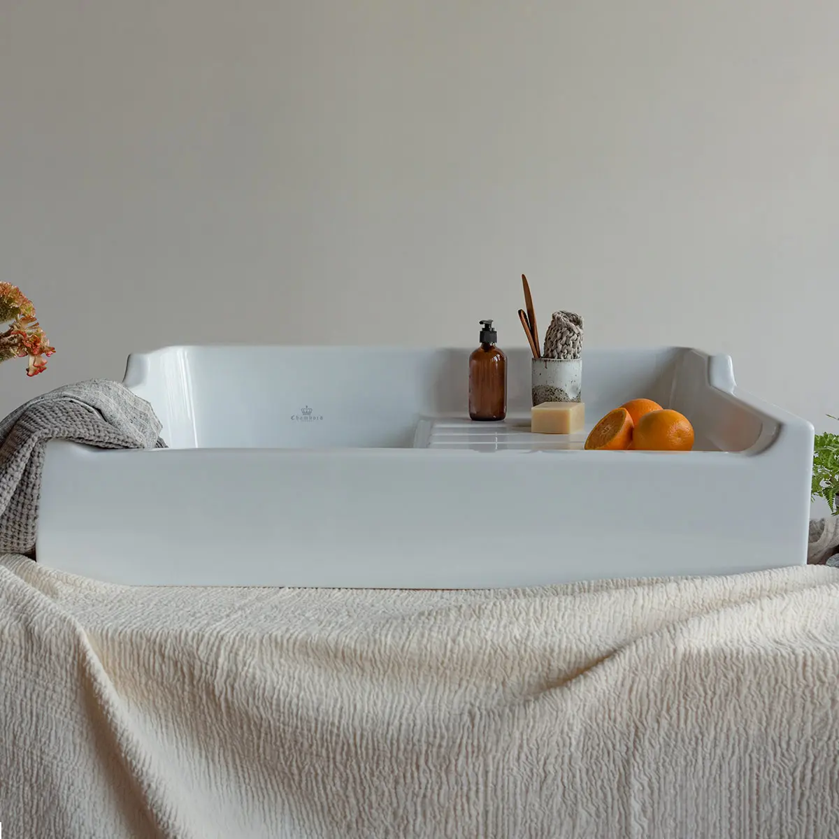 Chambord hand-finished French fireclay farmhouse sink.