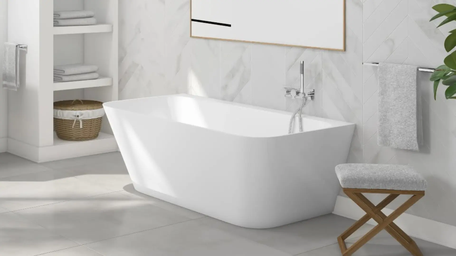 White freestanding tub faucet