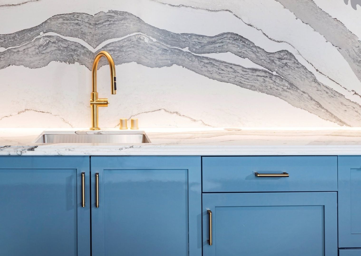 Staged kitchen and bath fixture displays at the Atlanta showroom